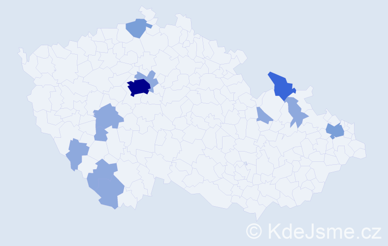 Příjmení: 'Kazárová', počet výskytů 23 v celé ČR