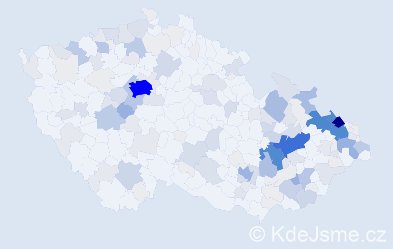 Příjmení: 'Vitásek', počet výskytů 775 v celé ČR