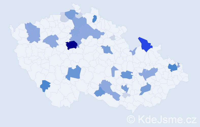 Příjmení: 'Dutka', počet výskytů 114 v celé ČR