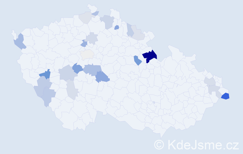 Příjmení: 'Kulštejn', počet výskytů 58 v celé ČR