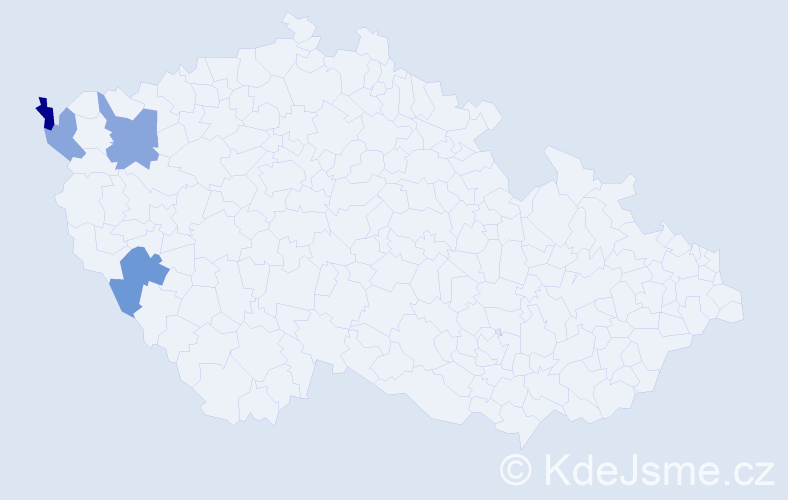 Příjmení: 'Vendlbergerová', počet výskytů 11 v celé ČR