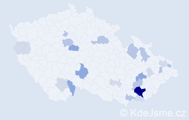 Příjmení: 'Kostelníčková', počet výskytů 55 v celé ČR