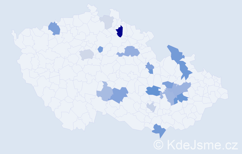 Příjmení: 'Vyvážilová', počet výskytů 48 v celé ČR