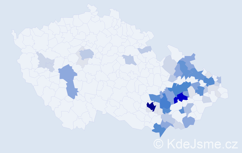 Příjmení: 'Tihelka', počet výskytů 279 v celé ČR