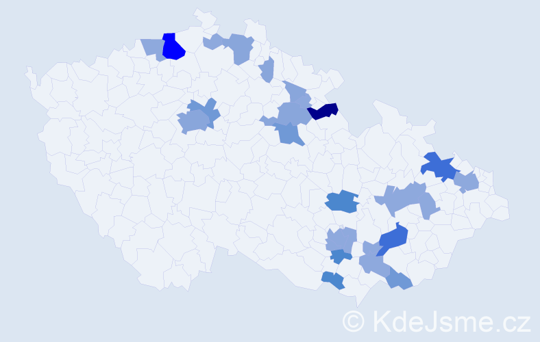 Příjmení: 'Španiel', počet výskytů 67 v celé ČR