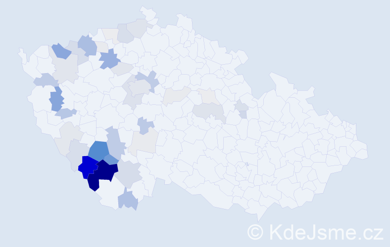 Příjmení: 'Předotová', počet výskytů 144 v celé ČR