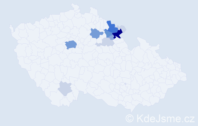 Příjmení: 'Doubicová', počet výskytů 38 v celé ČR
