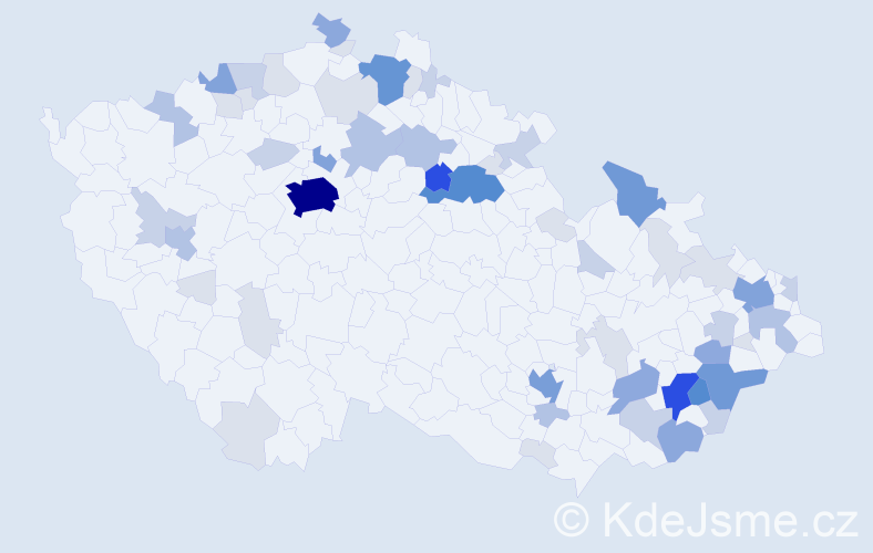 Příjmení: 'Bajza', počet výskytů 198 v celé ČR