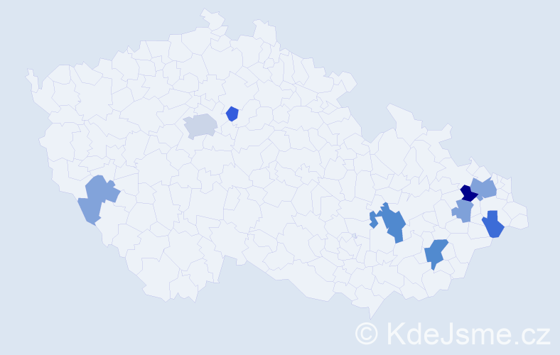 Příjmení: 'Vilčáková', počet výskytů 20 v celé ČR