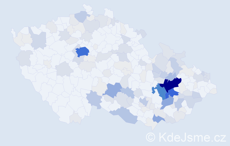 Příjmení: 'Běhal', počet výskytů 585 v celé ČR