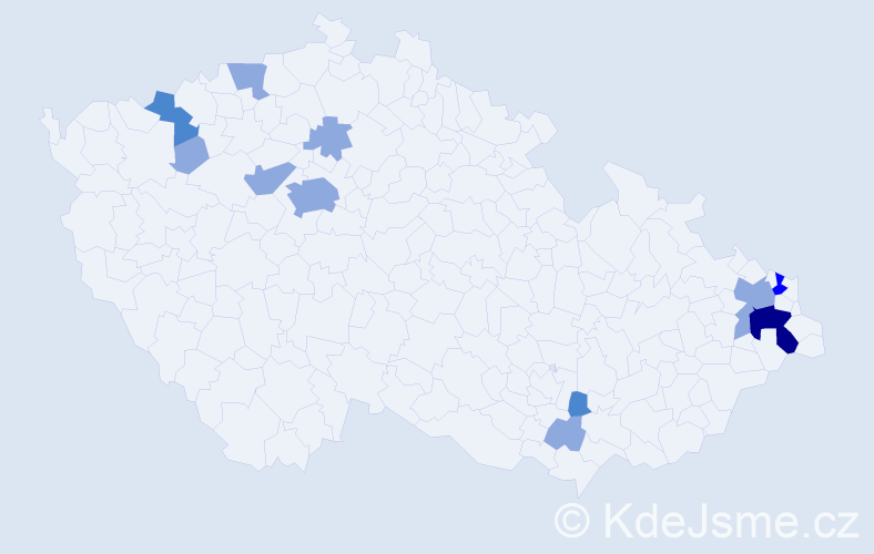 Příjmení: 'Nevedel', počet výskytů 21 v celé ČR