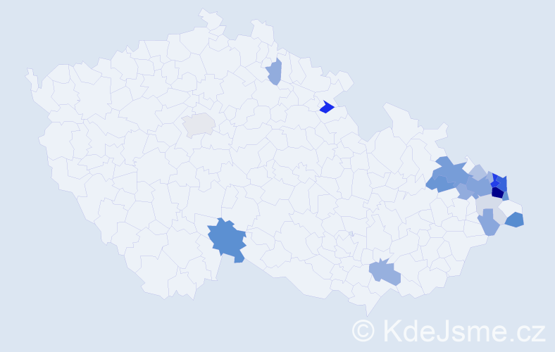 Příjmení: 'Kornas', počet výskytů 67 v celé ČR