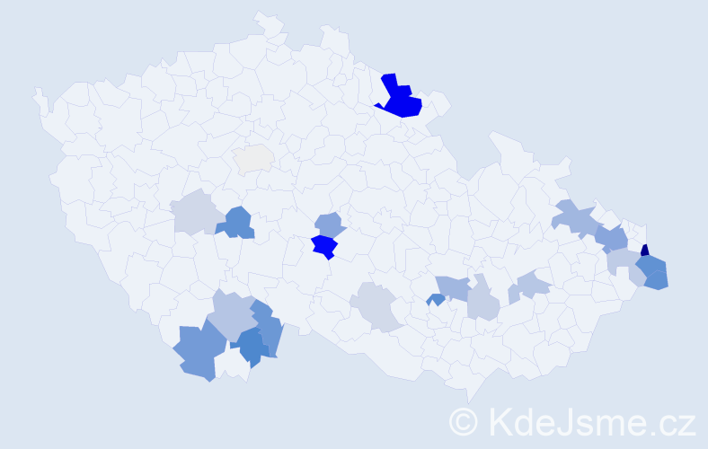 Příjmení: 'Čudková', počet výskytů 66 v celé ČR