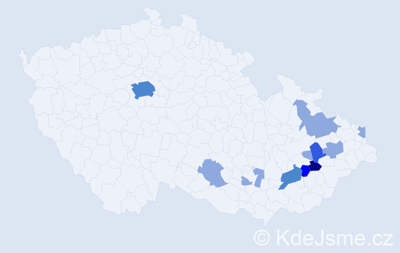 Příjmení: 'Zichalová', počet výskytů 25 v celé ČR