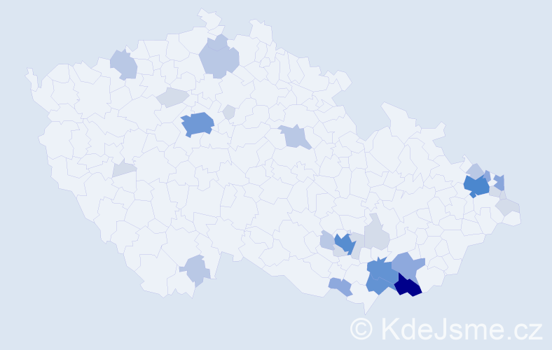 Příjmení: 'Janoška', počet výskytů 90 v celé ČR