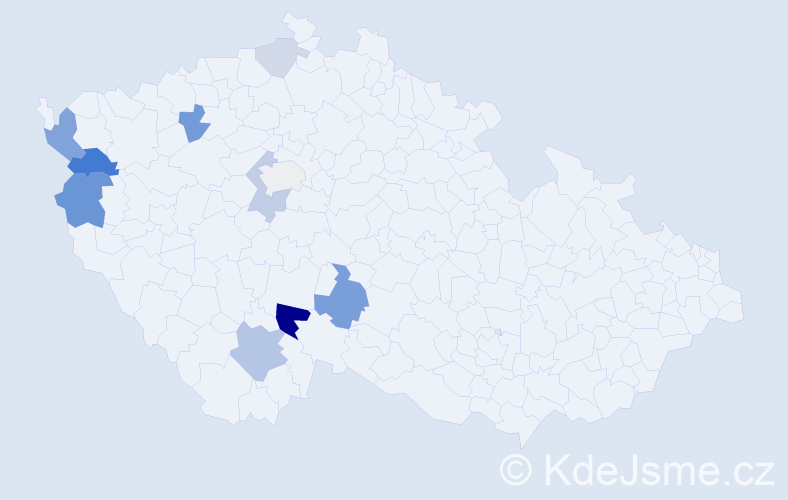 Příjmení: 'Dědouch', počet výskytů 26 v celé ČR