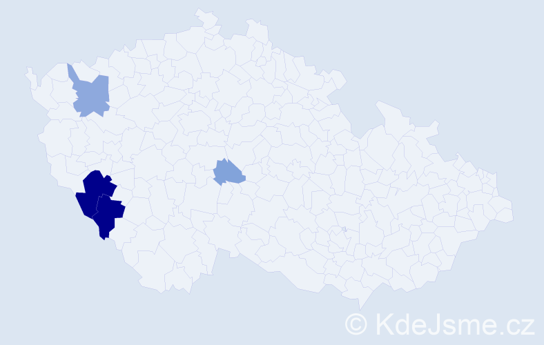 Příjmení: 'Blahouš', počet výskytů 19 v celé ČR