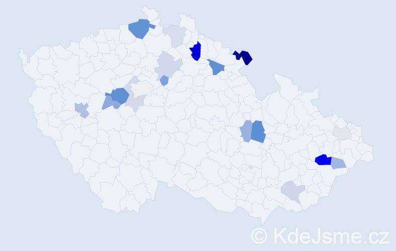 Příjmení: 'Betyárová', počet výskytů 39 v celé ČR