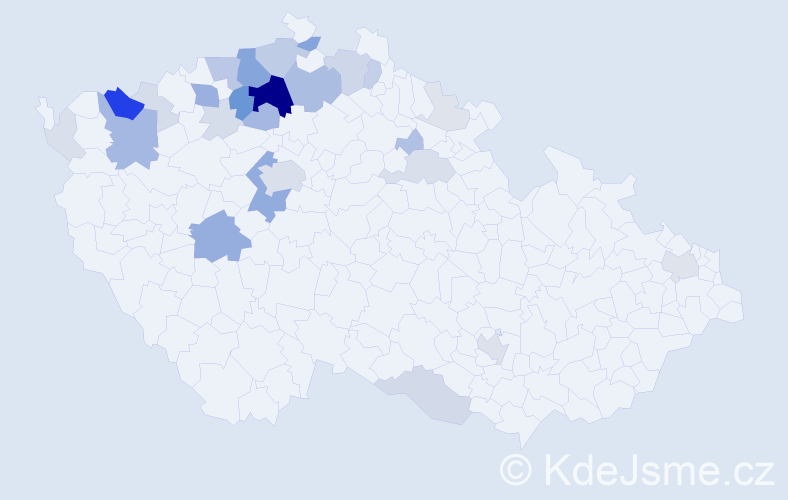 Příjmení: 'Rožcová', počet výskytů 116 v celé ČR