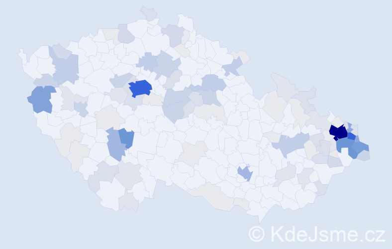 Příjmení: 'Bolek', počet výskytů 424 v celé ČR