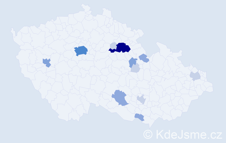 Příjmení: 'Mencák', počet výskytů 34 v celé ČR