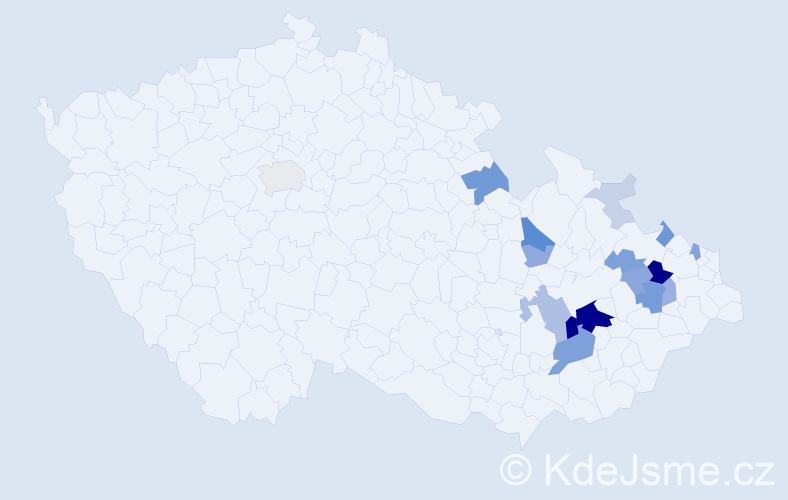 Příjmení: 'Dýčka', počet výskytů 59 v celé ČR