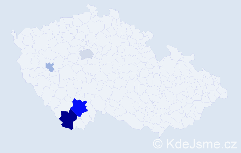Příjmení: 'Gasseldorferová', počet výskytů 9 v celé ČR