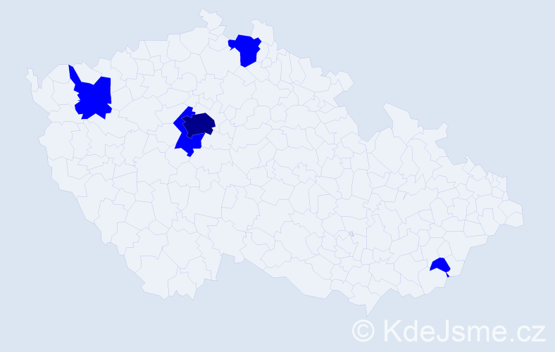 Příjmení: 'Koč', počet výskytů 6 v celé ČR