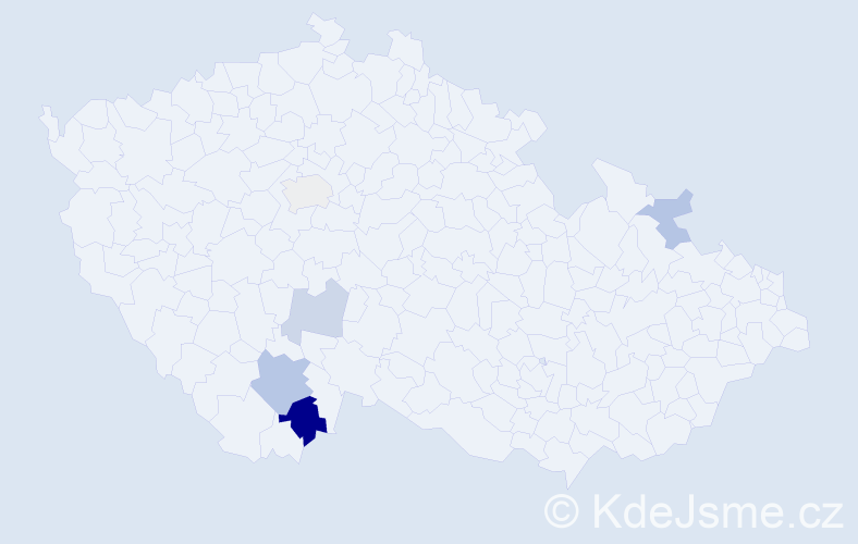 Příjmení: 'Bedriová', počet výskytů 18 v celé ČR