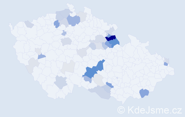 Příjmení: 'Ficencová', počet výskytů 135 v celé ČR