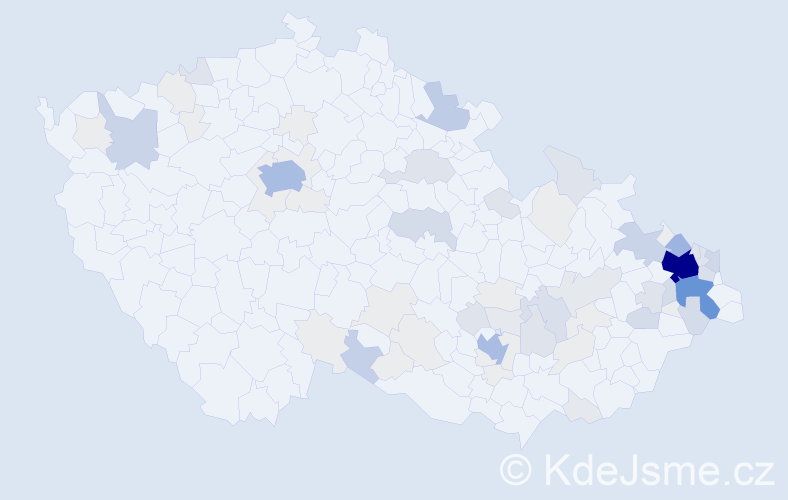 Příjmení: 'Lička', počet výskytů 282 v celé ČR
