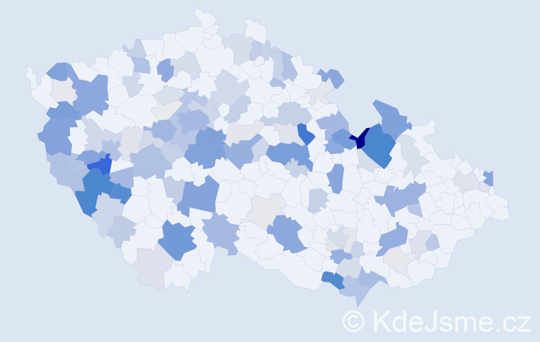 Příjmení: 'Mikuláš', počet výskytů 388 v celé ČR