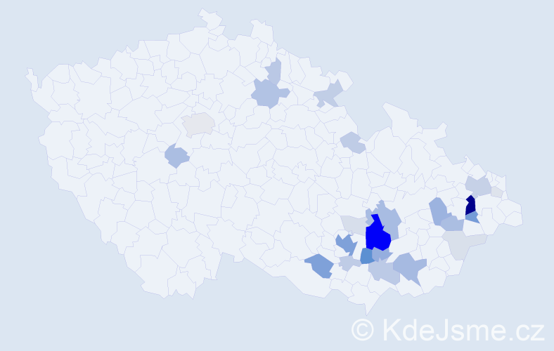 Příjmení: 'Kypr', počet výskytů 93 v celé ČR