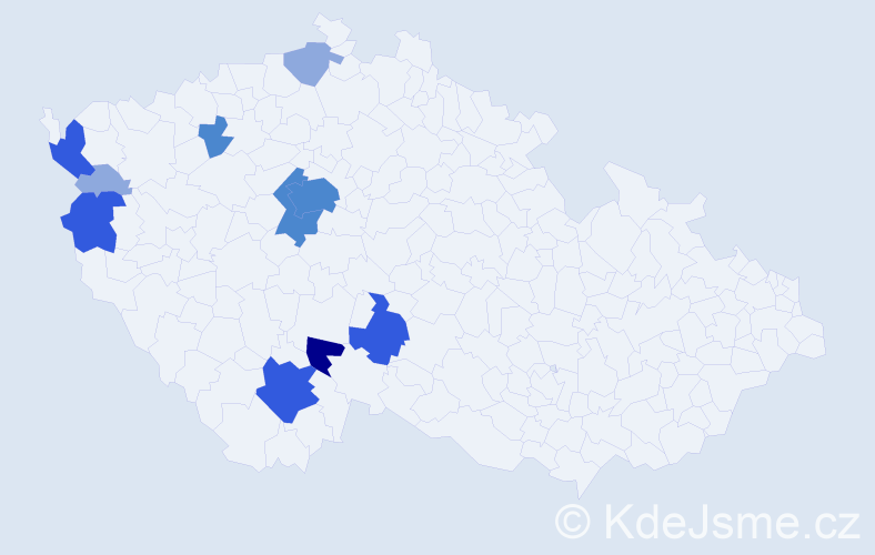 Příjmení: 'Dědouch', počet výskytů 25 v celé ČR