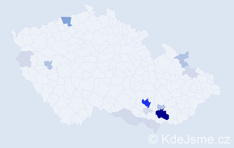 Příjmení: 'Zajdák', počet výskytů 43 v celé ČR