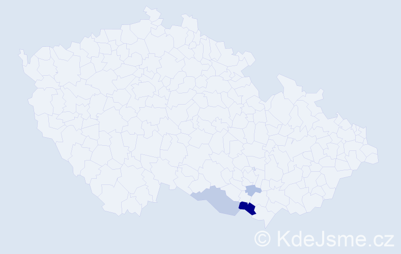 Příjmení: 'Děneš', počet výskytů 8 v celé ČR