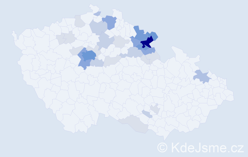 Příjmení: 'Nýčová', počet výskytů 105 v celé ČR