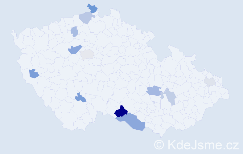 Příjmení: 'Meidlová', počet výskytů 33 v celé ČR