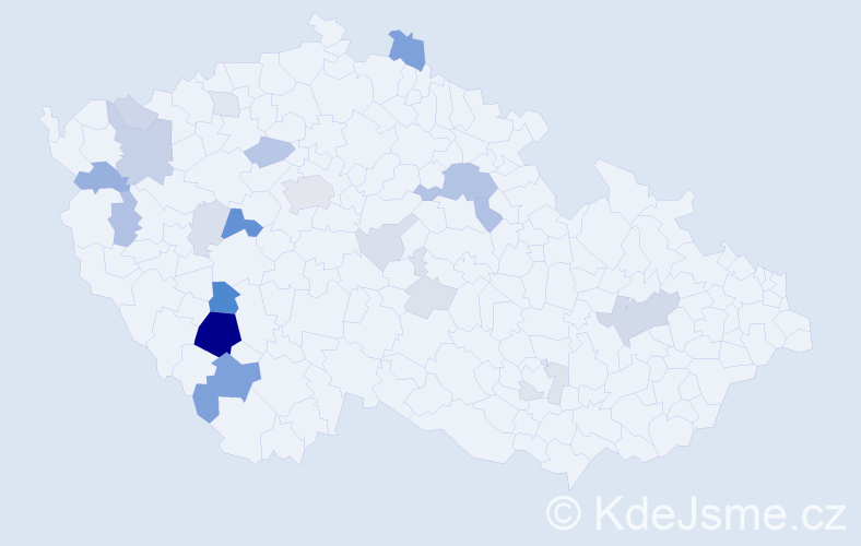 Příjmení: 'Bažatová', počet výskytů 67 v celé ČR