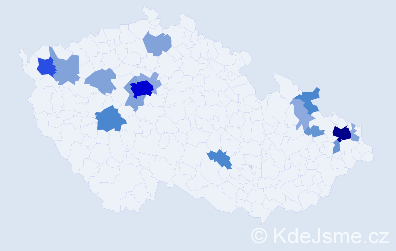 Příjmení: 'Bryndač', počet výskytů 51 v celé ČR