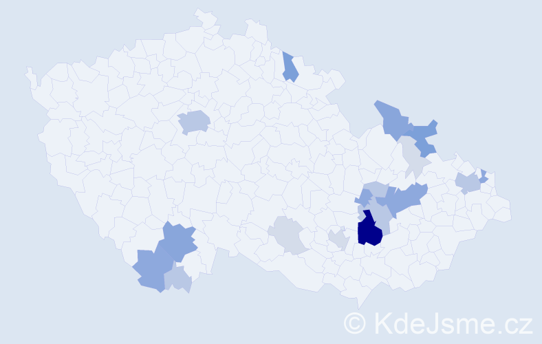 Příjmení: 'Mačkalová', počet výskytů 61 v celé ČR