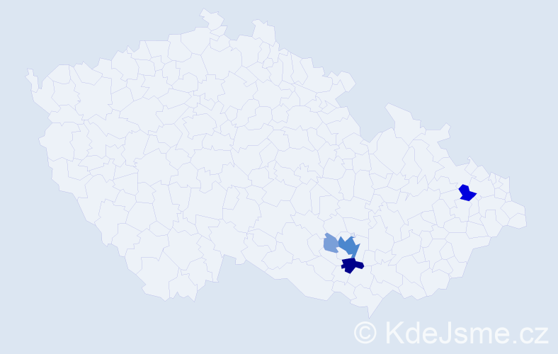 Příjmení: 'Návedlová', počet výskytů 18 v celé ČR