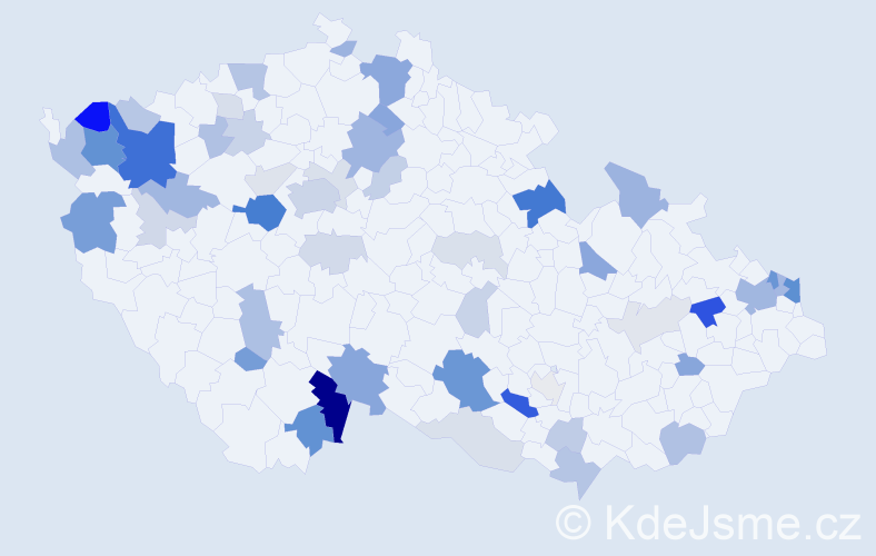 Příjmení: 'Rigó', počet výskytů 146 v celé ČR