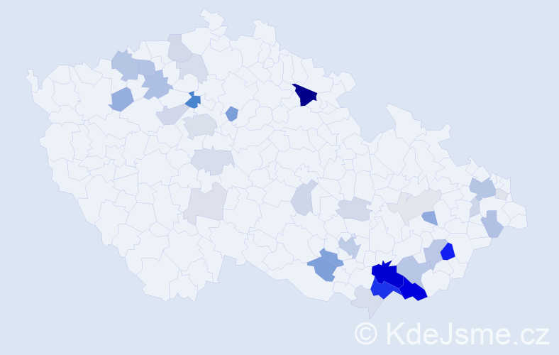 Příjmení: 'Robková', počet výskytů 121 v celé ČR