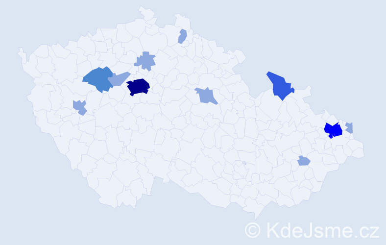 Příjmení: 'Kisel', počet výskytů 21 v celé ČR