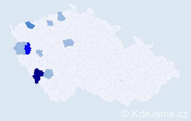 Příjmení: 'Černega', počet výskytů 15 v celé ČR