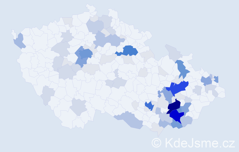 Příjmení: 'Melichárek', počet výskytů 290 v celé ČR