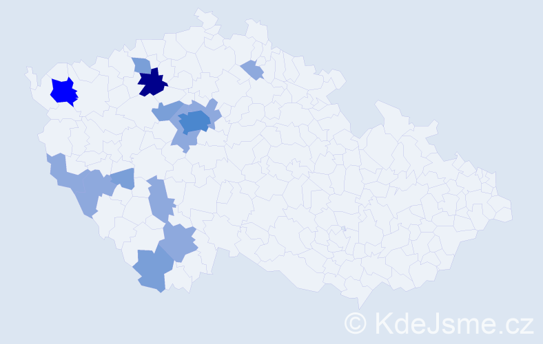 Příjmení: 'Klonfar', počet výskytů 30 v celé ČR