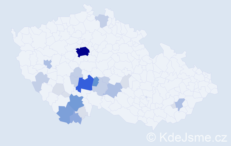 Příjmení: 'Kozojed', počet výskytů 87 v celé ČR