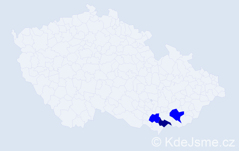 Příjmení: 'Láng', počet výskytů 4 v celé ČR